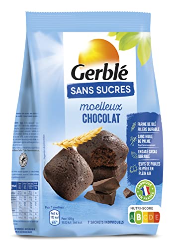 Gerblé Moelleux au Chocolat Sans Sucres, Sans huile de palme, 7 Sachets individuels, 196g, 200939