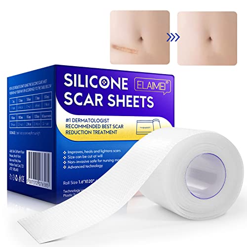 Pansement Silicone Cicatrice, Scar Removal Sheets, Feuilles de retrait de cicatrices en silicone Pour les Césarienne, acné, Chirurgie, Chéloïde, Brûlures(1.6” x 120"-3M)