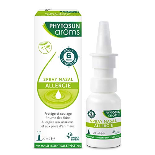 Phytosun Arôms - Spray Nasal Allergie - aux Huiles Essentielles et Végétales - Protège & Soulage : Rhume des foins, Acariens et Poils d'animaux - 20 ml