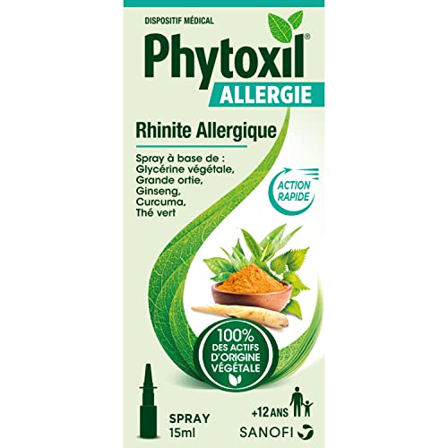 PHYTOXIL ALLERGIE - Dispositif médical - Spray 15ml - Apaise rapidement les symptôme de la rhinite allergique - Glycérine végétale - Grande ortie - Ginseng - Curcuma - Thé vert - A partir de 12 ans
