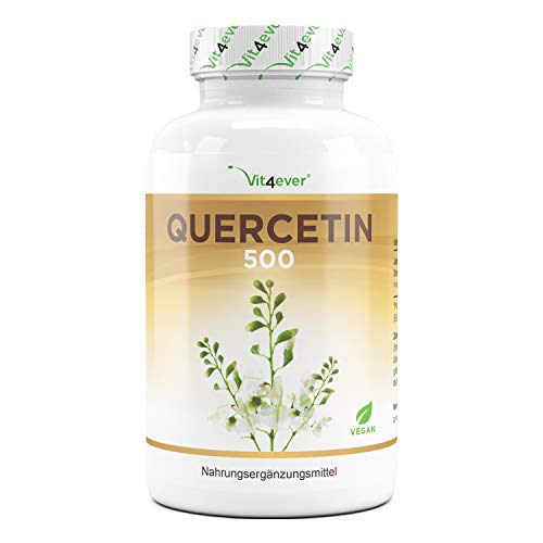 Quercétine - 500 mg - 120 gélules - 4 mois d'approvisionnement - Testé en laboratoire - Naturellement fait à partir d'extrait de fleur de cordage japonais - Dose élevée - Végétalien