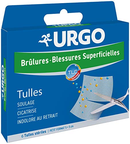Urgo - Tulles Brûlures - Blessures superficielles - Tulle lipido-colloïde - Petit format, x6