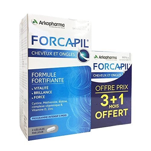 Arkopharma - Forcapil - Formule fortifiante pour Cheveux et Ongles - Promo 3 Mois + 1 Mois Offert - 240 Gélules