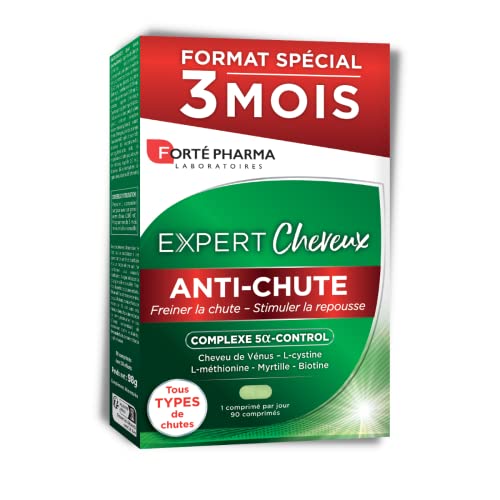 Forté Pharma - Expert Anti-Chute | Complément Alimentaire Cheveux - Chute Hormonale, Héréditaire et liée au Stress | Format 3 mois = 90 comprimés