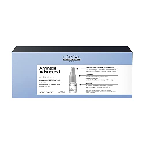 L'Oréal Professionnel | Cure Anti-Chute pour Cheveux Clairsemés, Redensifiant & Stimulant, Aminexil Advanced, SERIE EXPERT, 42 x Fiole 6 ml
