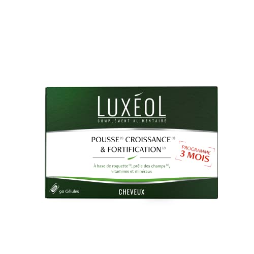 Luxéol Pousse Croissance & Fortification 3 mois, Favorise la Pousse des Cheveux, Complément Alimentaire, 90 Gélules